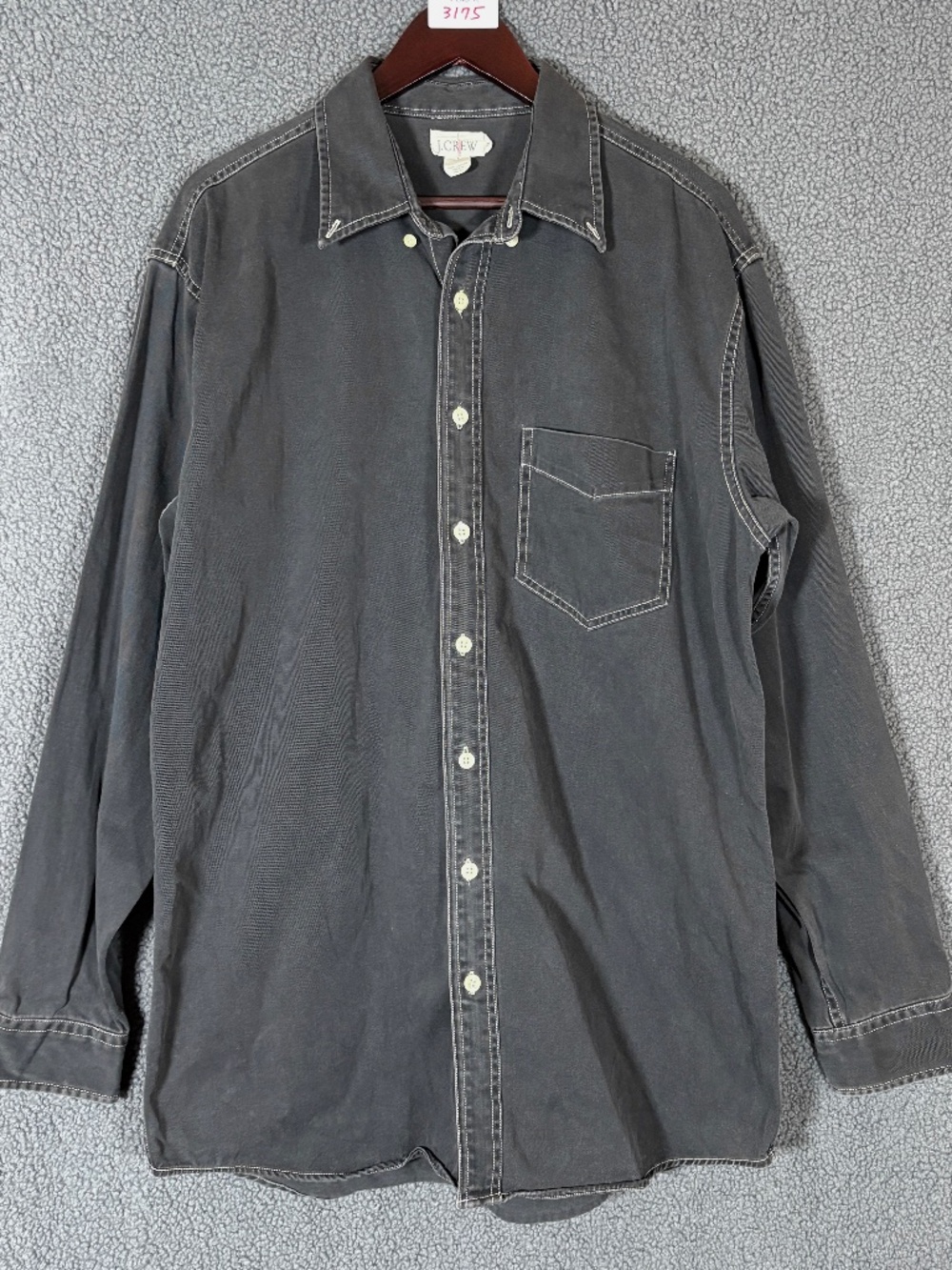 J Crew Cotton Oarsman Denim Long Sleeve Button Down Shirt - Men's Size LT Black